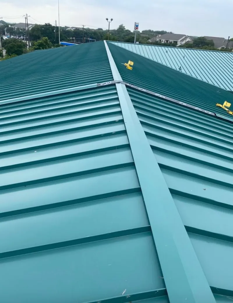 Green commercial metal roof ridge and valley for Metal Roof Repair in Sans Souci